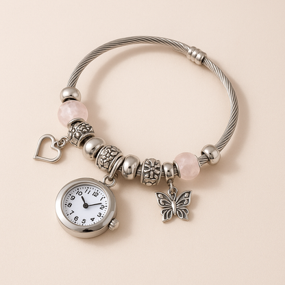 CharmWatch – Pulsera tipo Pandora con reloj colgante - Elegancia que te acompaña siempre