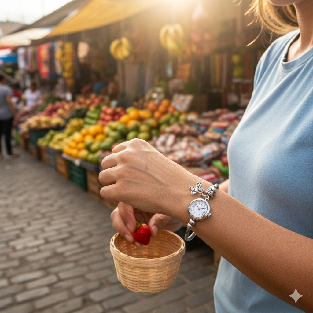CharmWatch – Pulsera tipo Pandora con reloj colgante - Elegancia que te acompaña siempre