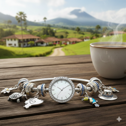 CharmWatch – Pulsera tipo Pandora con reloj colgante - Elegancia que te acompaña siempre
