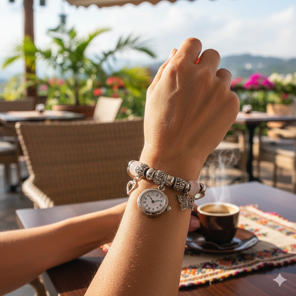 CharmWatch – Pulsera tipo Pandora con reloj colgante - Elegancia que te acompaña siempre