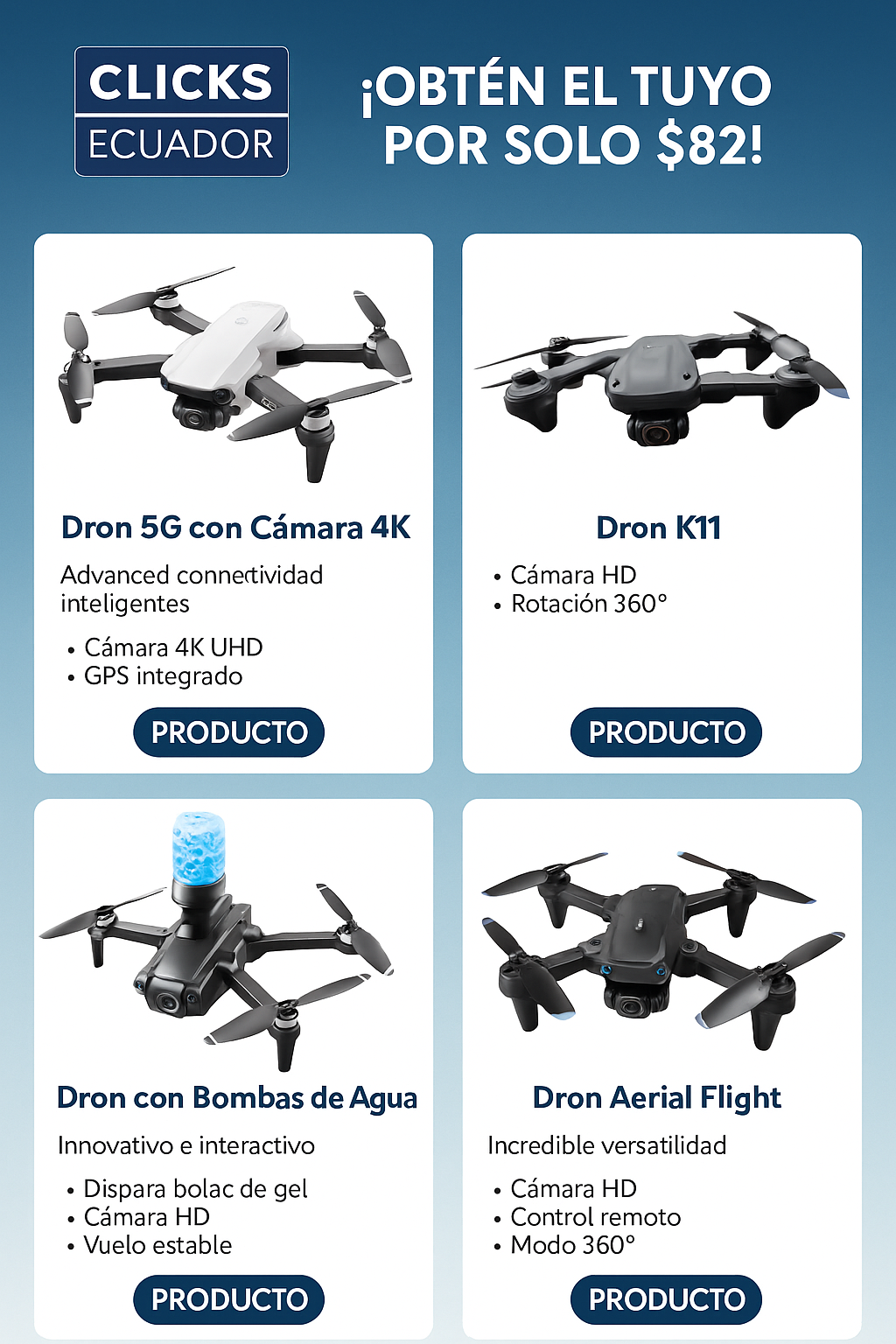 Drones Collection 2005  “Explora el cielo, captura momentos únicos y vive la experiencia aérea con Clicks Ecuador.”