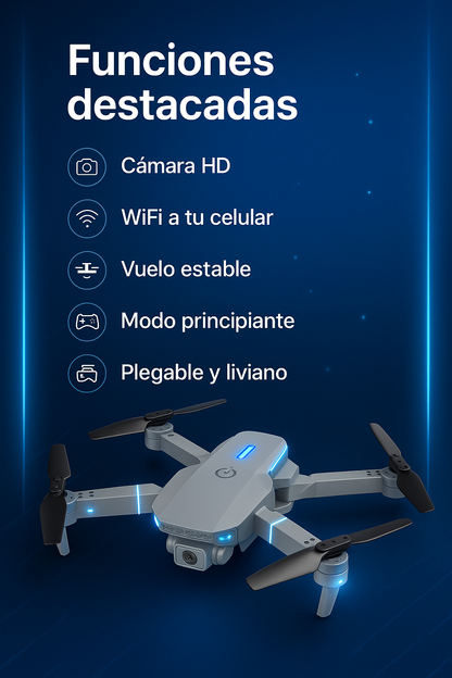 Dron E88. “¿Listo para dominar el cielo? 🌤️ Consigue tu Dron E88 y empieza a grabar desde las alturas.”