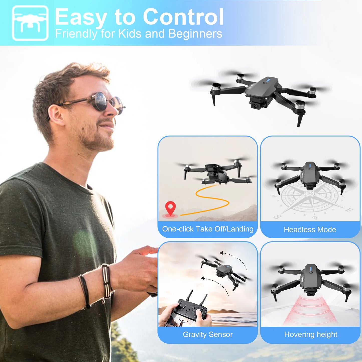 Dron E88. “¿Listo para dominar el cielo? 🌤️ Consigue tu Dron E88 y empieza a grabar desde las alturas.”